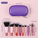 Kit com 10 Mini Pincéis de Maquiagem Premium + Estojo para Viagem