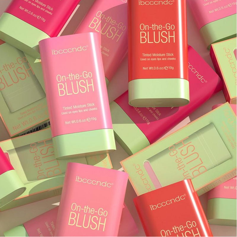 Stick de blush multi-funções-Cor natural de longa duração para maquiagem feminina